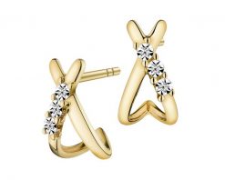 Kolczyki z żółtego złota z diamentami - 0,01 ct - próba 375. Żółte kolczyki Apart, z diamentem, złote. Za 1,229.00 zł.