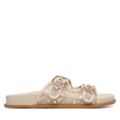 Klapki Patrizia Pepe. Brązowe klapki Patrizia Pepe, bez wzorów, bez obcasa. Za 579.99 zł.