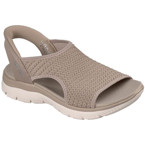 Sandały SKECHERS 119519S Beżowy. Brązowe sandały Skechers, bez wzorów, z materiału, bez obcasa, bez zapięcia. Za 490.00 zł.