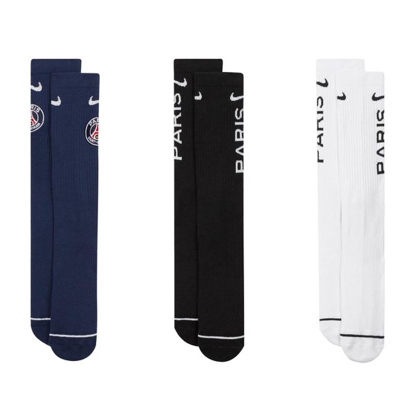 Skarpetki Unisex Dla Dorosłych Paris Saint Germain FC (zestaw 3 Sztuk). Niebieskie skarpety Nike, bez wzorów. Za 162.99 zł.
