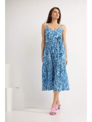 Josephine & Co Sukienka "Dieter" w kolorze niebieskim rozmiar: 38. Niebieskie sukienki Josephine & Co, bez wzorów, z bawełny, bez kołnierzyka, bez ramiączek, midi. Za 189.29 zł.