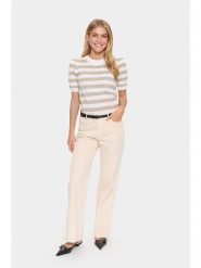 SAINT TROPEZ Sweter "Mila" w kolorze biało-beżowym rozmiar: L. Białe swetry Saint Tropez, l, bez wzorów, z wiskozy, bez ramiączek. Za 72.45 zł.