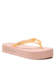 Calvin Klein Jeans Japonki Beach Sandal Flatform Logo YW0YW01092 Różowy. Czerwone klapki Calvin Klein Jeans, bez wzorów, z jeansu, bez obcasa. Za 219.99 zł.