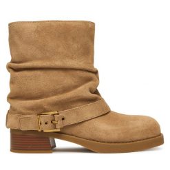 Botki MICHAEL Michael Kors. Brązowe botki MICHAEL Michael Kors, bez wzorów, bez obcasa, na słupku, bez zapięcia. Za 1,329.00 zł.