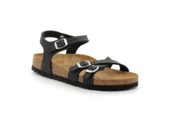 Sandały Birkenstock Kumba Czarny Damskie. Czarne sandały Birkenstock, bez wzorów, z materiału, casualowe, bez obcasa, bez zapięcia. Za 875.00 zł.