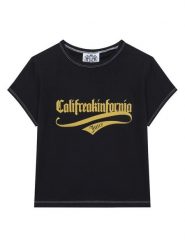 Juicy Couture T-Shirt JCNCT225460 Czarny Regular Fit. Czarne t-shirty Juicy Couture, l, bez wzorów, z bawełny, bez kołnierzyka, bez ramiączek. Za 179.99 zł.