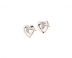 Kolczyki z różowego złota z diamentami - serca - 0,005 ct - próba 375. Czerwone kolczyki Apart, z diamentem, złote. Za 569.00 zł.