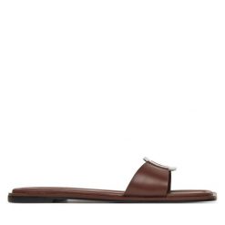 Klapki Calvin Klein. Brązowe klapki Calvin Klein, bez wzorów, bez obcasa. Za 259.99 zł.