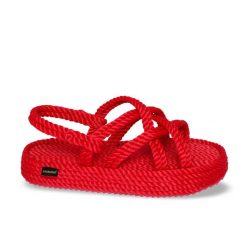 Sandały damskie na platformie Bodrum. Czerwone sandały Aulp, bez wzorów, z kauczuku, casualowe, bez obcasa, na platformie, bez zapięcia. Za 399.99 zł.