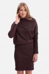 Bawełniana ołówkowa sukienka z dzianiny zbluzowana c.brąz. Sukienki Bewear, na co dzień, l, bez wzorów, z bawełny, bez kołnierzyka, bez ramiączek, dopasowane. Za 239.00 zł.