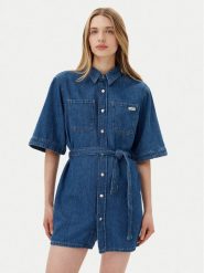Calvin Klein Jeans Sukienka jeansowa J20J225169 Niebieski Boxy Fit. Niebieskie sukienki Calvin Klein Jeans, xl, bez wzorów, z bawełny, bez kołnierzyka, bez ramiączek. Za 289.99 zł.