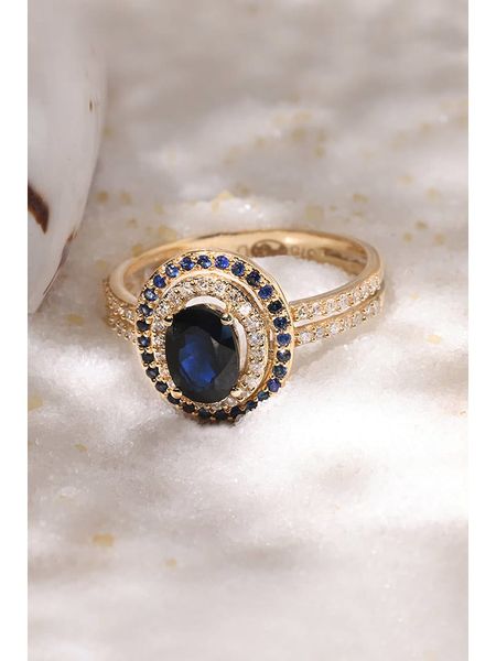 DIAMANTA Złoty pierścionek "Firenze nouvelle" z diamentami i szafirem rozmiar: 58. Niebieskie pierścionki DIAMANTA, z diamentem, złote. Za 3,371.99 zł.