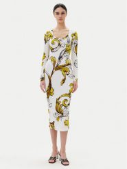 Versace Jeans Couture Sukienka codzienna 78HAO920 JS471 Biały Regular Fit. Białe sukienki Versace Jeans Couture, na co dzień, bez wzorów, z jeansu, bez kołnierzyka, bez ramiączek, proste. Za 799.99 zł.