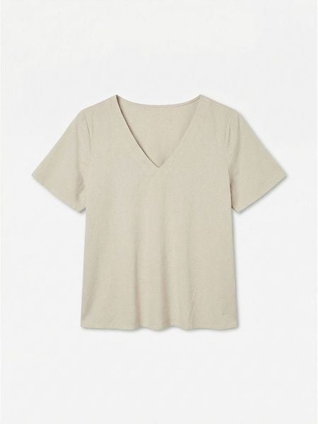 Vero Moda Koszulka w kolorze beżowym rozmiar: XL. Brązowe bluzki Vero Moda, xl, bez wzorów, bez kołnierzyka, bez ramiączek. Za 112.36 zł.