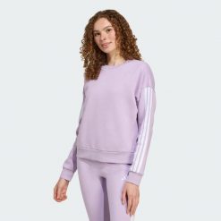 Bluza Essentials 3-Stripes Fleece. Białe bluzy Adidas, l, bez wzorów, z materiału, bez kaptura. Za 219.00 zł.