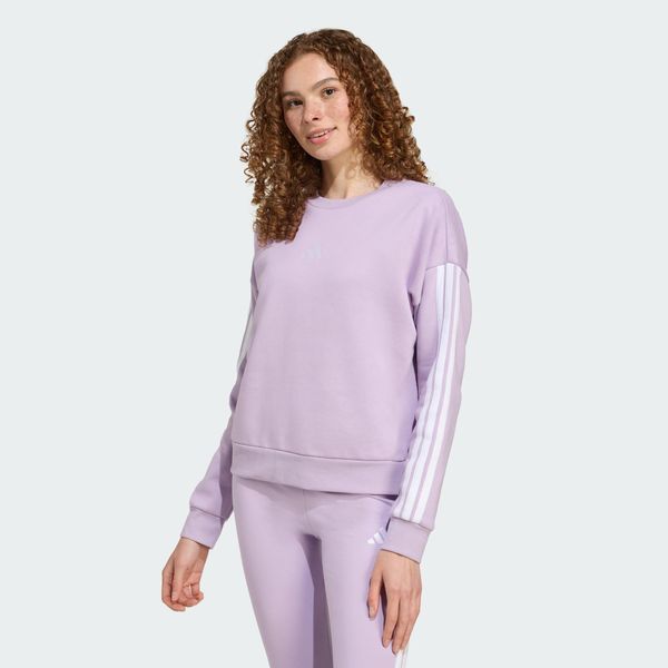 Bluza Essentials 3-Stripes Fleece. Białe bluzy Adidas, l, bez wzorów, z materiału, bez kaptura. Za 219.00 zł.