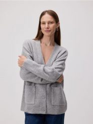 Rozpinany kardigan - jasnoszary. Szare kardigany Reserved, l, bez wzorów, z dzianiny. Za 149.99 zł.