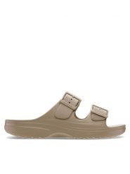 Crocs Klapki Saturday Sandal W 213586 Beżowy. Brązowe klapki Crocs, bez wzorów, z tworzywa sztucznego, bez obcasa. Za 169.99 zł.