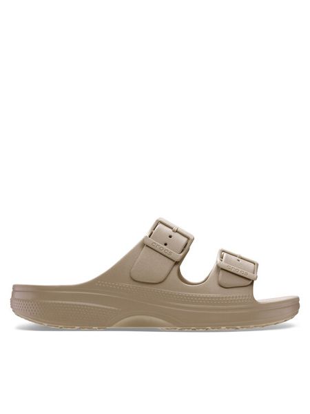 Crocs Klapki Saturday Sandal W 213586 Beżowy. Brązowe klapki Crocs, bez wzorów, z tworzywa sztucznego, bez obcasa. Za 169.99 zł.