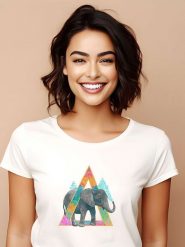 WOOOP Koszulka "Elephant" w kolorze białym rozmiar: L. Białe bluzki Wooop, l, bez wzorów, z bawełny, bez kołnierzyka, bez ramiączek. Za 56.99 zł.