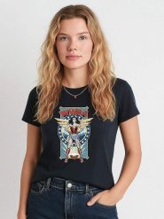 WOOOP Koszulka "Wonder woman" w kolorze granatowym rozmiar: M. Niebieskie bluzki Wooop, m, bez wzorów, bez kołnierzyka, bez ramiączek. Za 79.03 zł.