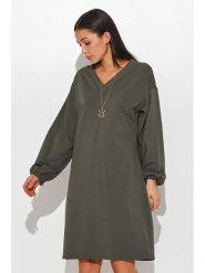 Numinou Sukienka w kolorze khaki rozmiar: 36/38. Brązowe sukienki Numinou, bez wzorów, bez kołnierzyka, bez ramiączek, midi. Za 66.00 zł.