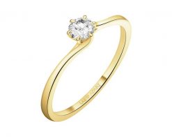 Pierścionek z żółtego złota z brylantem laboratoryjnym - 0,26 ct - próba 585. Żółte pierścionki Apart, z brylantem, złote. Za 2,890.00 zł.