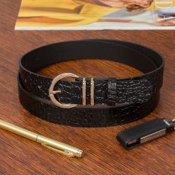 Pasek skórzany BELTIMORE r.110-125 cm E55 czarny. Czarne paski bez wzorów. Za 41.99 zł.