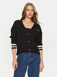 Guess Jeans Kardigan W4BR81 Z3HM1 Czarny Regular Fit. Czarne kardigany Guess Jeans, l, z aplikacjami, z bawełny. Za 369.99 zł.