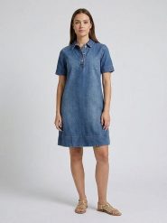 MOSS COPENHAGEN Sukienka dżinsowa "Turo" w kolorze niebieskim rozmiar: S. Niebieskie sukienki Moss Copenhagen, s, bez wzorów, z bawełny, bez kołnierzyka, bez ramiączek, mini. Za 204.95 zł.