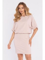 Made of emotion Sukienka w kolorze beżowym rozmiar: L. Brązowe sukienki Made Of Emotion, l, bez wzorów, bez kołnierzyka, bez ramiączek, mini. Za 254.99 zł.