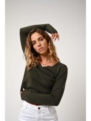 AUTHENTIC CASHMERE Kaszmirowy sweter "Galise" w kolorze khaki rozmiar: M. Brązowe swetry AUTHENTIC CASHMERE, m, bez wzorów, z kaszmiru, bez ramiączek. Za 243.27 zł.