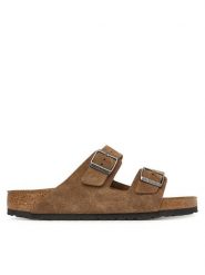 Birkenstock Klapki Arizona 1032678 Beżowy ciemny. Brązowe klapki Birkenstock, bez wzorów, ze skóry, bez obcasa. Za 549.99 zł.