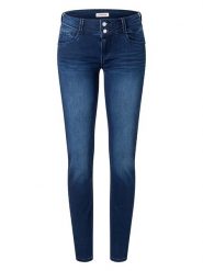 Timezone Dżinsy "Enya" - Slim fit - w kolorze granatowym rozmiar: W29/L34. Niebieskie jeansy Timezone, l, z aplikacjami. Za 88.02 zł.