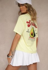 Żółty T-shirt z Bawełną ze Wzorem Awokado Tilannia. Żółte t-shirty Renee, m, bez wzorów, z bawełny, bez kołnierzyka, bez ramiączek. W wyprzedaży za 75.99 zł.