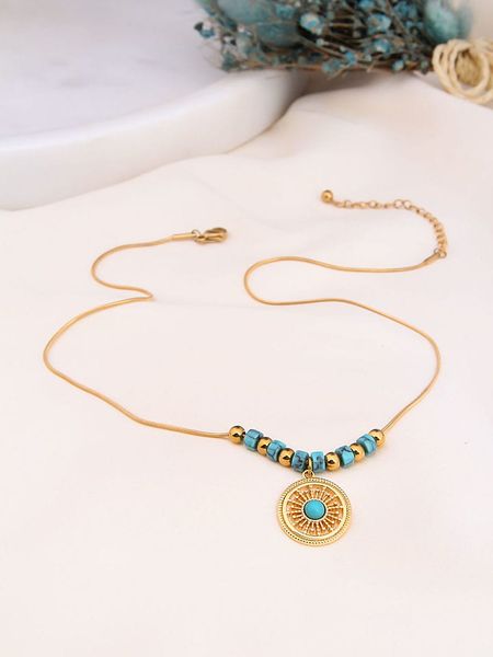 Charlize Pozłacany naszyjnik z turkusami - dł. 50 cm rozmiar: onesize. Niebieskie naszyjniki Charlize, z turkusem, pozłacane. Za 104.89 zł.