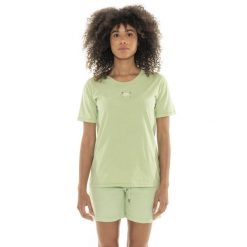 Koszulka z bawełna na co dzień na siłownię. Zielone bluzki LEONE 1947 APPAREL, bez wzorów, z bawełny, casualowe, bez kołnierzyka, bez ramiączek. W wyprzedaży za 67.30 zł.