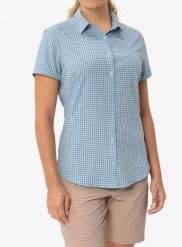 Koszula turystyczna damska Vaude Seiland Shirt III. Niebieskie koszule Vaude, l, bez wzorów, z materiału, bez kołnierzyka, bez ramiączek. Za 399.60 zł.