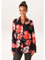 Aniston Bluzka w kolorze czarno-czerwonym rozmiar: 36. Czarne bluzki Aniston, bez wzorów, z wiskozy, bez kołnierzyka, bez ramiączek. Za 173.99 zł.