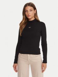 Guess Jeans Golf W5BP23 KA0H1 Czarny Slim Fit. Czarne golfy Guess Jeans, xl, z aplikacjami, z bawełny, bez ramiączek. Za 199.99 zł.