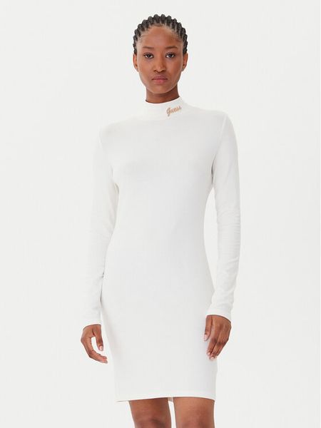 Guess Sukienka codzienna V5BK04 KCBF1 Écru Slim Fit. Sukienki Guess, na co dzień, m, z aplikacjami, z bawełny, bez kołnierzyka, bez ramiączek, proste. Za 169.99 zł.