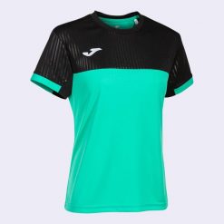 Koszulka do tenisa z krótkim rekawem damska Joma SHORT SLEEVE T- SHIRT. Czarne t-shirty Joma, xs, bez wzorów, bez kołnierzyka, bez ramiączek. Za 89.00 zł.
