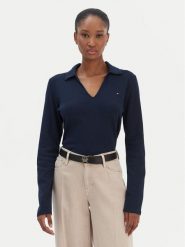 Tommy Hilfiger Bluzka Modern Cody WW0WW47850 Granatowy Slim Fit. Niebieskie bluzki TOMMY HILFIGER, xxl, bez wzorów, z bawełny, bez kołnierzyka, bez ramiączek. Za 369.99 zł.