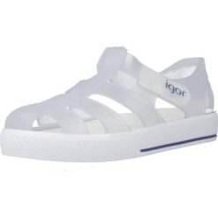 Sandały IGOR S10171 Biały. Białe sandały Igor, bez wzorów, z gumy, bez obcasa, bez zapięcia. Za 123.99 zł.