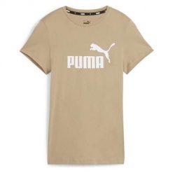 Koszulka sportowa damska Puma Ess Logo Tee. Brązowe koszulki sportowe Puma, bez wzorów, bez ramiączek. Za 176.00 zł.