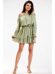 Awama Sukienka w kolorze khaki rozmiar: L/XL. Brązowe sukienki Awama, l, bez wzorów, z tkaniny, bez kołnierzyka, bez ramiączek, mini. Za 153.71 zł.