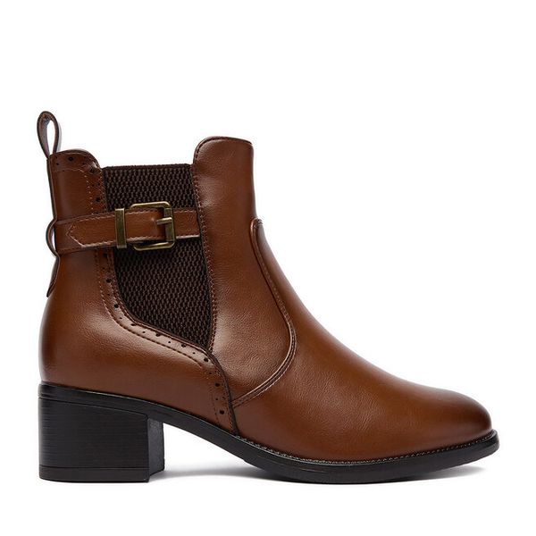 Botki Clara Barson. Brązowe botki Clara Barson, bez wzorów, bez obcasa, na słupku, bez zapięcia. Za 159.99 zł.