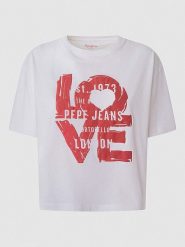 Pepe Jeans Koszulka w kolorze białym rozmiar: XS. Białe bluzki Pepe Jeans, xs, bez wzorów, z jeansu, bez kołnierzyka, bez ramiączek. Za 57.20 zł.