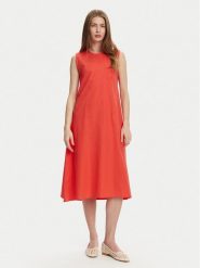 Selmark Sukienka letnia BL495 Koralowy Regular Fit. Pomarańczowe sukienki Selmark, na lato, m, bez wzorów, z bawełny, bez kołnierzyka, bez ramiączek. Za 159.99 zł.