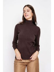 ASSUILI Golf w kolorze ciemnobrązowym rozmiar: 38. Brązowe golfy Assuili, bez wzorów, bez ramiączek. Za 166.88 zł.